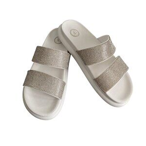 AE American Eagle Rhinestone Double Band Slide Sandal10